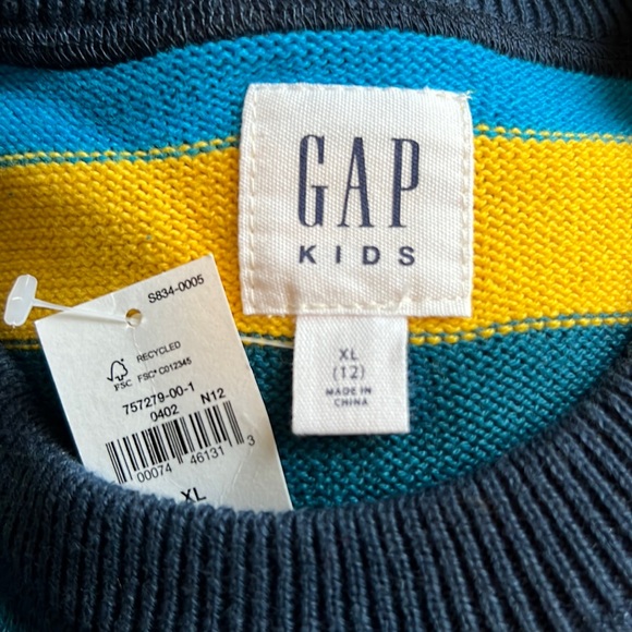 Gap Kids Striped Multi Color Crewneck Sweater Red Blue Yellow Youth Sz XL (12) - Picture 11 of 13
